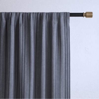 Striped Linen Cotton Curtain - Indigo