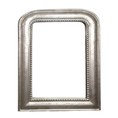 BEADED WOOD MIRROR WITH CURVED EDGES