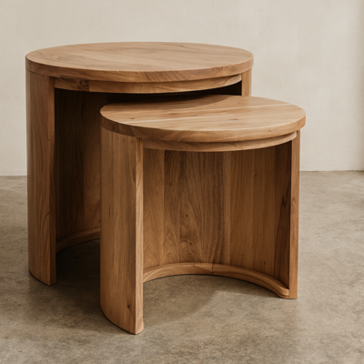 Set of Two Round Top Nesting Side Tables