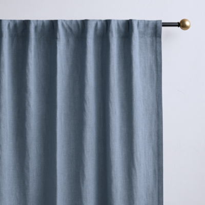 Solid Linen Cotton Curtain - Chambray Blue