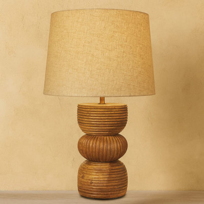 Grooved Wooden Table Lamp
