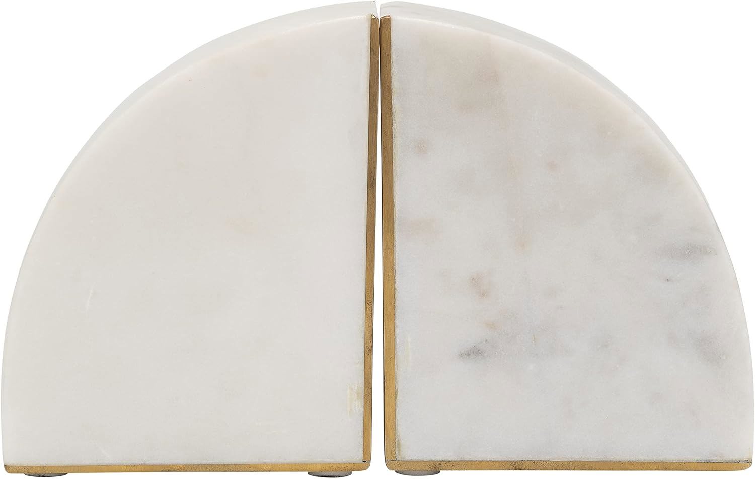 8" Set of White Marble Decorative Pie Bookends for Home or Office