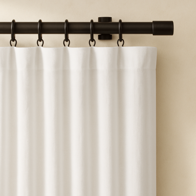 Linen | Cotton Blend Lined Curtains - White