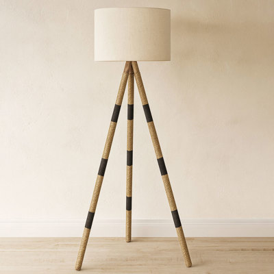 Striped Seagrass Wrapped Floor Lamp