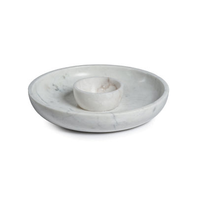 Ross White Marble Chip & Dip Bowl