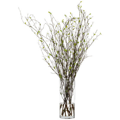 Mini Leaves Artificial Arrangement with Glass Vase