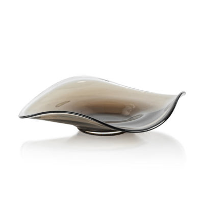 Vellerti Taupe Wave Glass Bowl