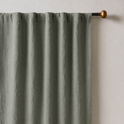 Solid Linen Cotton Curtain - Palm Green
