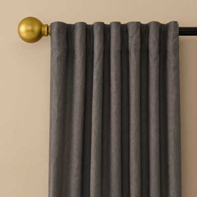 Linen | Cotton Blend Lined Curtains - Graphite