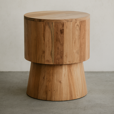Rounded Wood Side Table