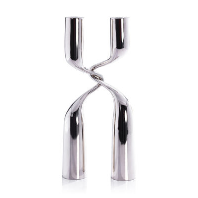 Liaison Polished Nickel Candle Holder – 2 Piece Set